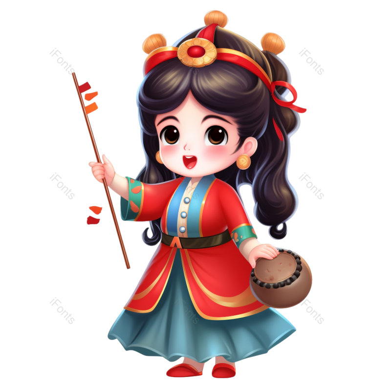 民族图片,插画元素,花朵PNG,彩色免抠素材